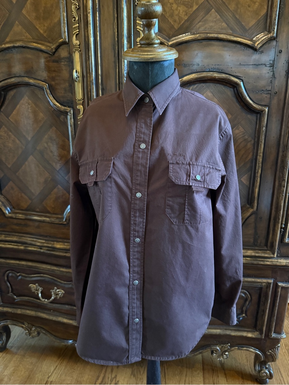 Lauren Ralph Lauren Brown Button-Front Utility Shirt